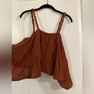 Band of Gypsies Asymmetrical Burnt Orange Crop Top